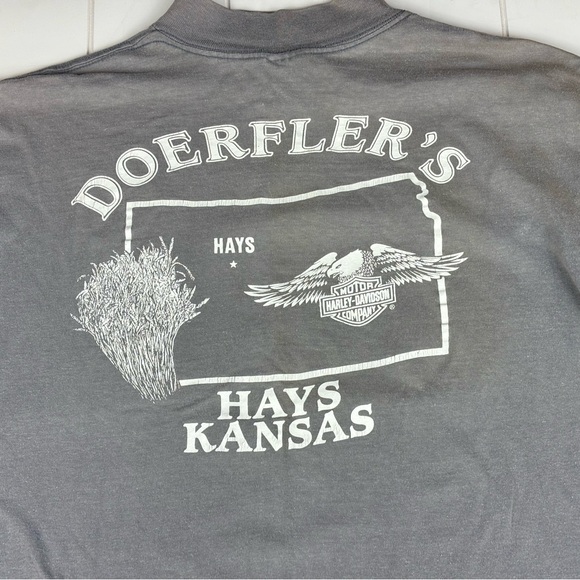 🦅 Vintage 1990 Harley Davidson 3D Emblem L/XL Long Sleeve T-shirt 90s VTG - Picture 6 of 7